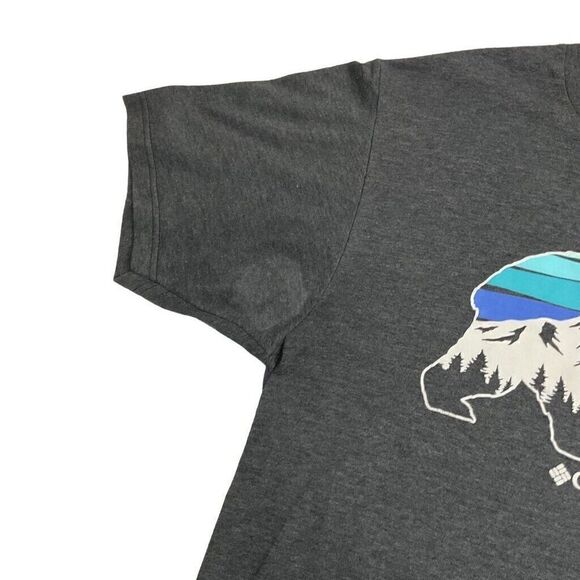 Columbia Sportswear T Shirt Mens Medium Gray Large Front Mountain Bear Graphic - Picture 8 of 9